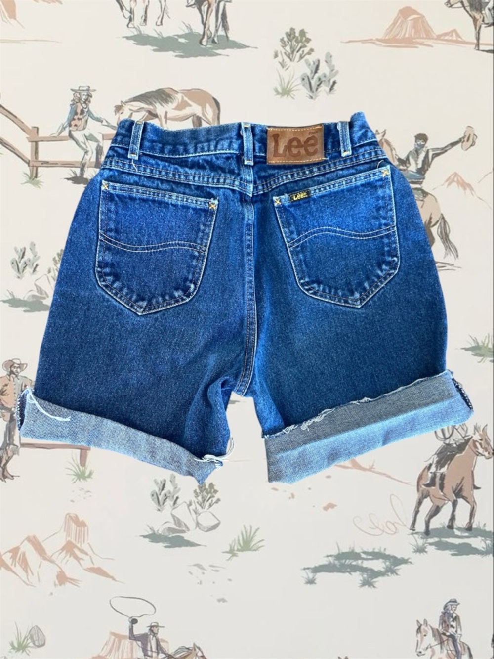 Vintage Lee Women's Classic Denim Shorts in Blue Cutoff